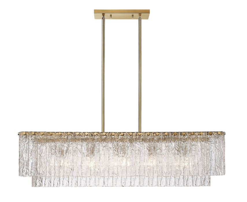Linear Chandelier Z-Lite 1943-42L-MGLD Modern Gold Glacier 5 Light Linear Chandelier Z-Lite