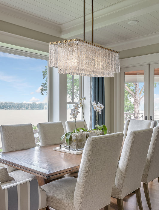 Linear Chandelier Z-Lite 1943-42L-MGLD Modern Gold Glacier 5 Light Linear Chandelier Z-Lite