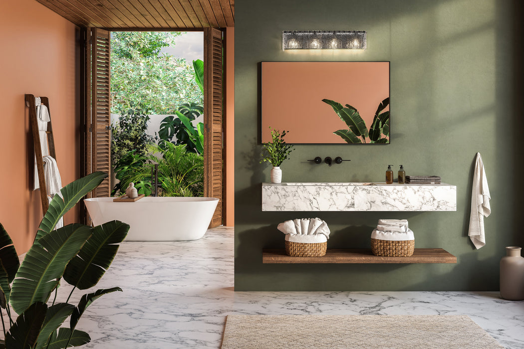 Vanity Z-Lite 1943-4V-MB Matte Black Glacier 4 Light Vanity Z-Lite