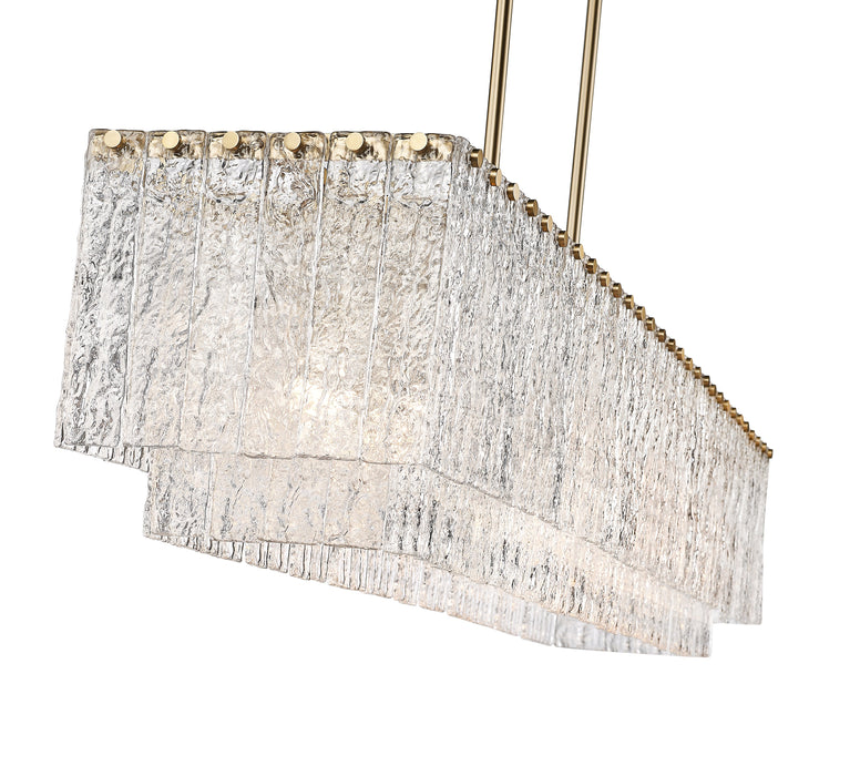Linear Chandelier Z-Lite 1943-53L-MGLD Modern Gold Glacier 7 Light Linear Chandelier Z-Lite