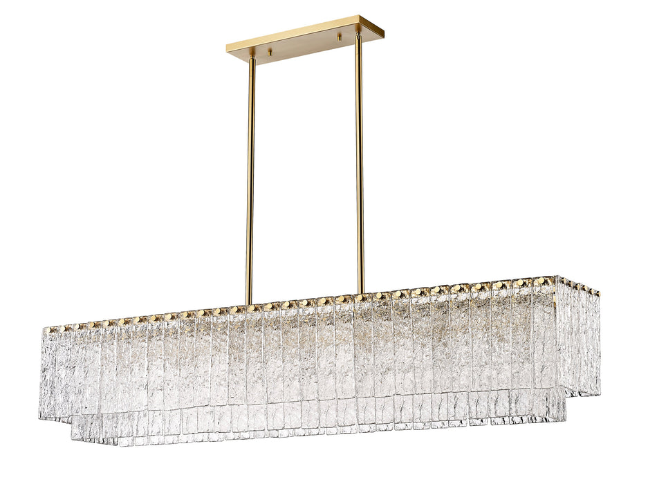 Linear Chandelier Z-Lite 1943-53L-MGLD Modern Gold Glacier 7 Light Linear Chandelier Z-Lite