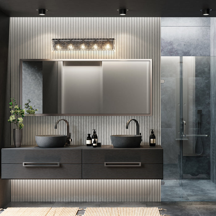 Vanity Z-Lite 1943-5V-MB Matte Black Glacier 5 Light Vanity Z-Lite