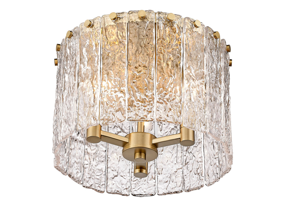 Flush Mount Z-Lite 1943F12-MGLD Modern Gold Glacier 3 Light Flush Mount Z-Lite