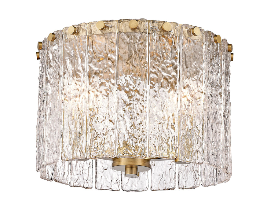 Flush Mount Z-Lite 1943F12-MGLD Modern Gold Glacier 3 Light Flush Mount Z-Lite