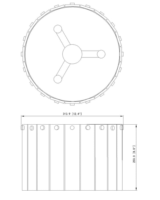 Flush Mount Z-Lite 1943F12-MGLD Modern Gold Glacier 3 Light Flush Mount Z-Lite