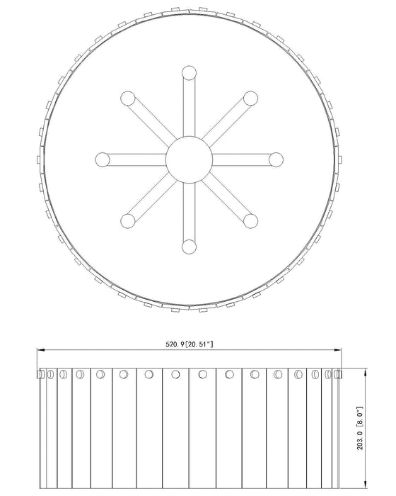 Flush Mount Z-Lite 1943F20-MGLD Modern Gold Glacier 8 Light Flush Mount Z-Lite