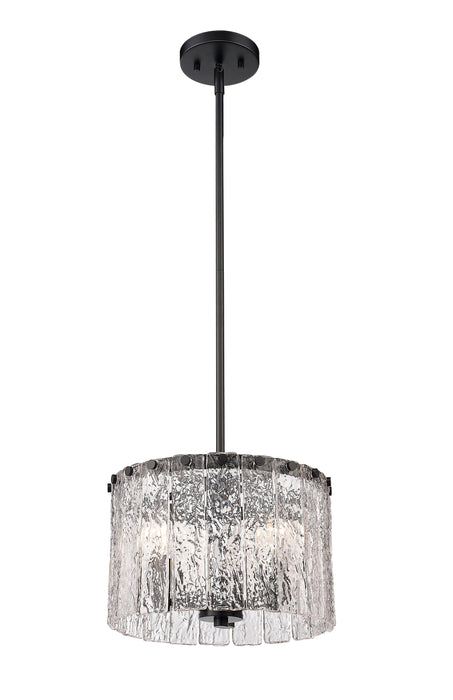 Pendant Z-Lite 1943P12-MB Matte Black Glacier 3 Light Pendant Z-Lite