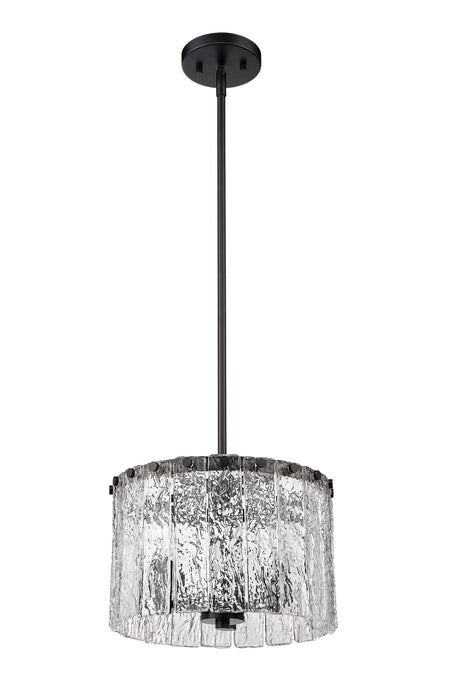 Pendant Z-Lite 1943P12-MB Matte Black Glacier 3 Light Pendant Z-Lite