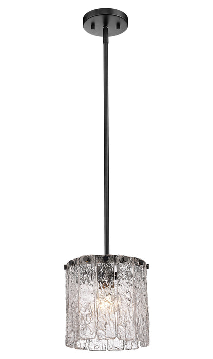 Pendant Z-Lite 1943P8-MB Matte Black Glacier 1 Light Pendant Z-Lite