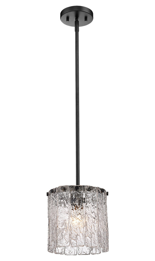 Pendant Z-Lite 1943P8-MB Matte Black Glacier 1 Light Pendant Z-Lite