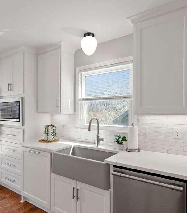 Flush Mount Z-Lite 1945F9-MB Matte Black Gideon 1 Light Flush Mount Z-Lite