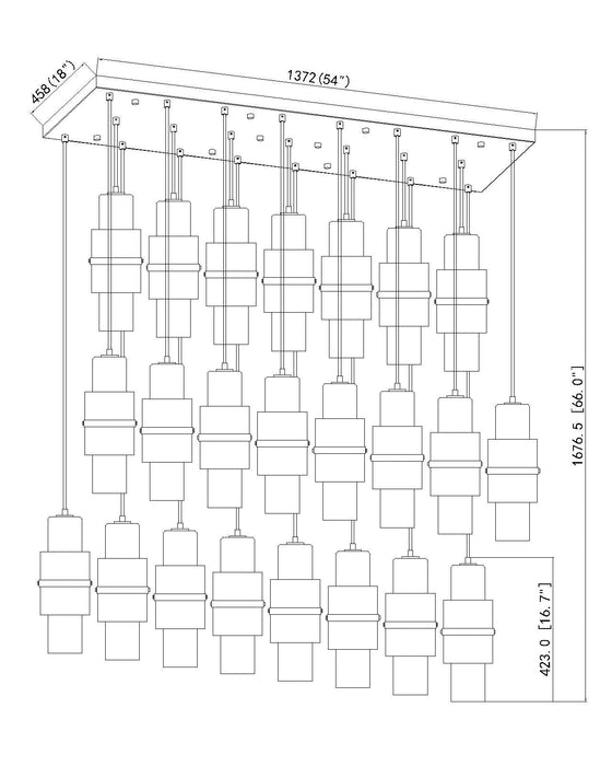 Linear Chandelier Z-Lite 1946P-23L-BN Brushed Nickel Cayden 23 Light Linear Chandelier Z-Lite
