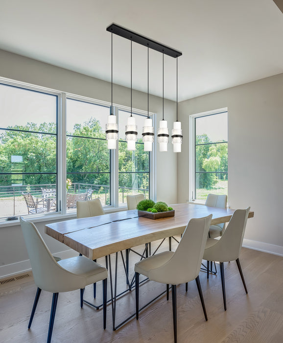 Linear Chandelier Z-Lite 1946P-5L-MB Matte Black Cayden 5 Light Linear Chandelier Z-Lite