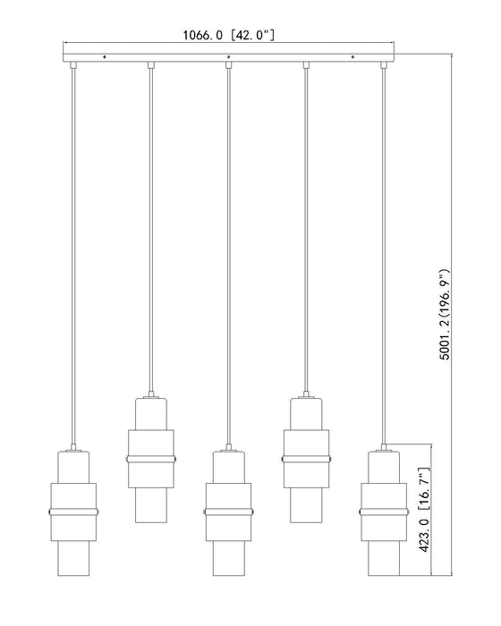 Linear Chandelier Z-Lite 1946P-5L-MGLD Modern Gold Cayden 5 Light Linear Chandelier Z-Lite