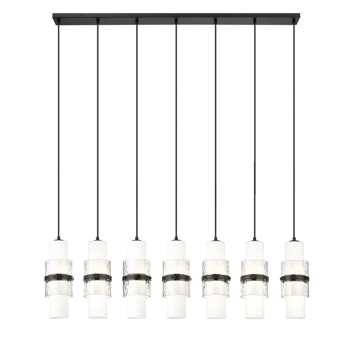 Linear Chandelier Z-Lite 1946P-7L-MB Matte Black Cayden 7 Light Linear Chandelier Z-Lite