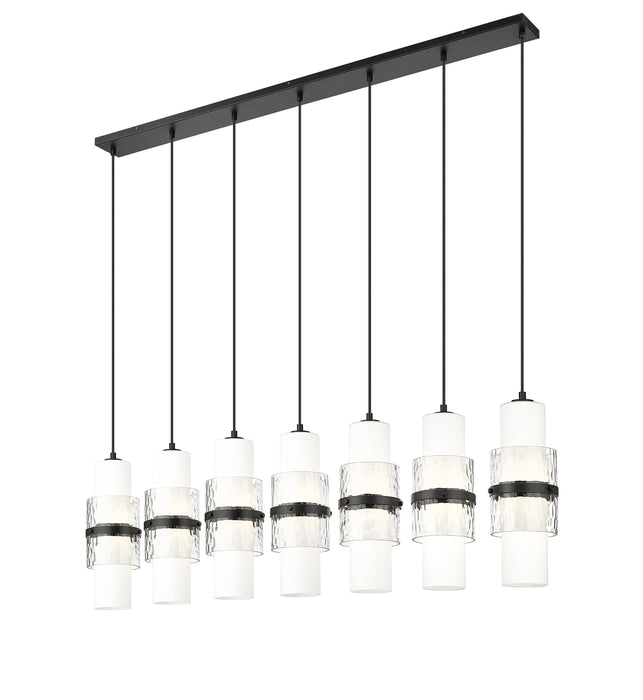 Linear Chandelier Z-Lite 1946P-7L-MB Matte Black Cayden 7 Light Linear Chandelier Z-Lite
