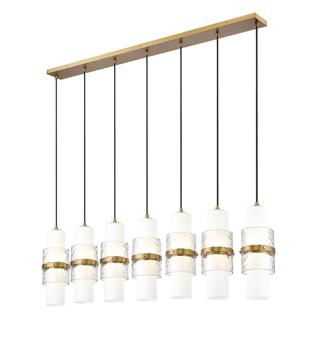 Linear Chandelier Z-Lite 1946P-7L-MGLD Modern Gold Cayden 7 Light Linear Chandelier Z-Lite