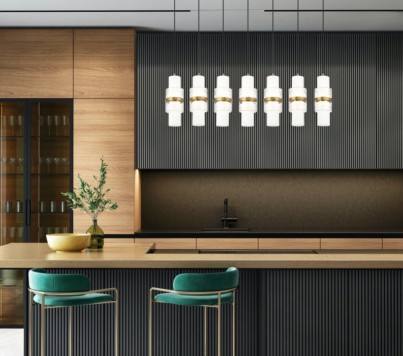 Linear Chandelier Z-Lite 1946P-7L-MGLD Modern Gold Cayden 7 Light Linear Chandelier Z-Lite