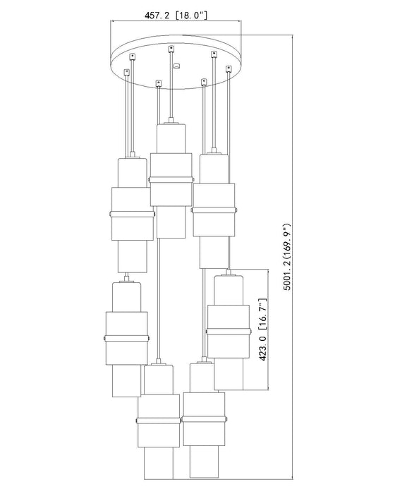 Chandelier Z-Lite 1946P-7R-BN Brushed Nickel Cayden 7 Light Chandelier Z-Lite