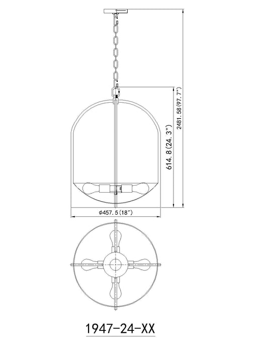 Pendant Z-Lite 1947-24MB Matte Black Devon 4 Light Pendant Z-Lite