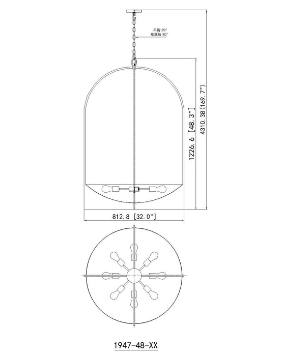 Chandelier Z-Lite 1947-48MB Matte Black Devon 8 Light Chandelier Z-Lite