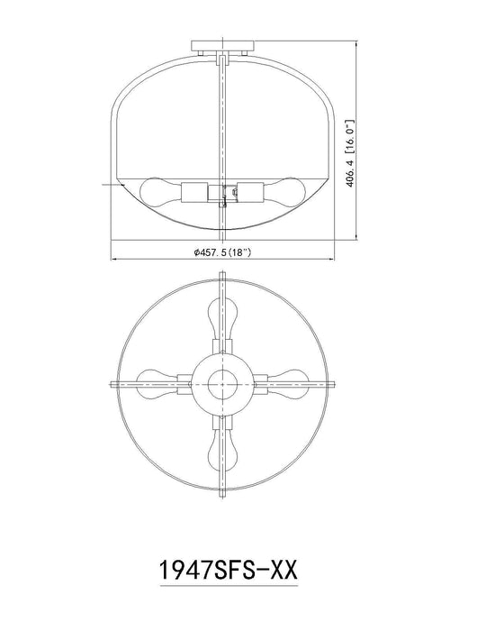 Semi Flush Mount Z-Lite 1947SFS-MGLD Modern Gold Devon 4 Light Semi Flush Mount Z-Lite