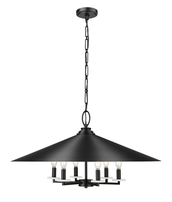 Pendant Z-Lite 1953-32MB Matte Black Rialto 6 Light Pendant Z-Lite