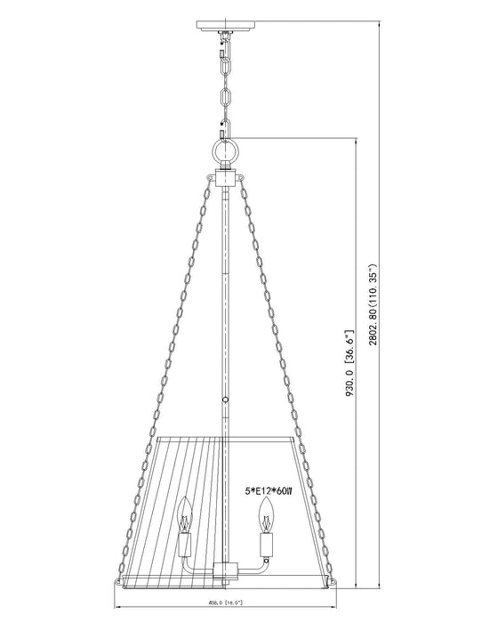 Pendant Z-Lite 1954P18-MB Matte Black Madeline 5 Light Pendant Z-Lite