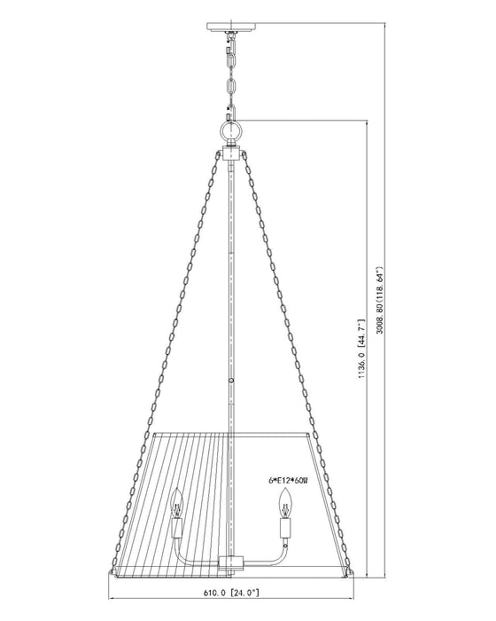 Pendant Z-Lite 1954P24-BN Brushed Nickel Madeline 6 Light Pendant Z-Lite