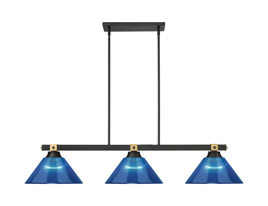 Billiard Z-Lite 1955-3MB-RB-ARDB Matte Black + Rubbed Brass Bronte 3 Light Billiard Z-Lite