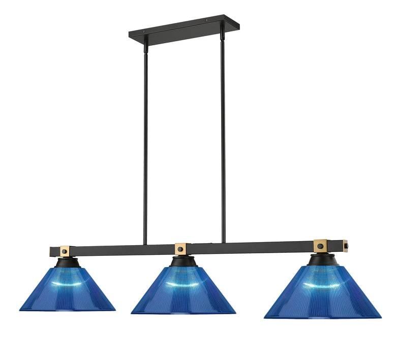 Billiard Z-Lite 1955-3MB-RB-ARDB Matte Black + Rubbed Brass Bronte 3 Light Billiard Z-Lite