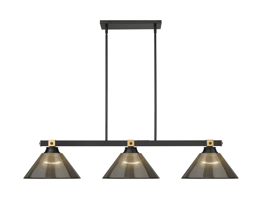Billiard Z-Lite 1955-3MB-RB-ARS Matte Black + Rubbed Brass Bronte 3 Light Billiard Z-Lite