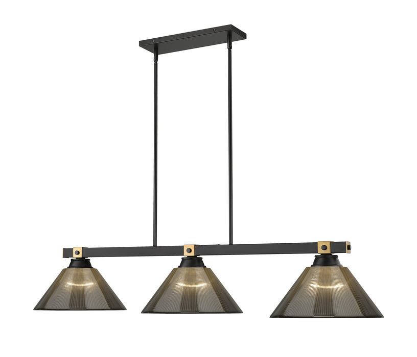 Billiard Z-Lite 1955-3MB-RB-ARS Matte Black + Rubbed Brass Bronte 3 Light Billiard Z-Lite