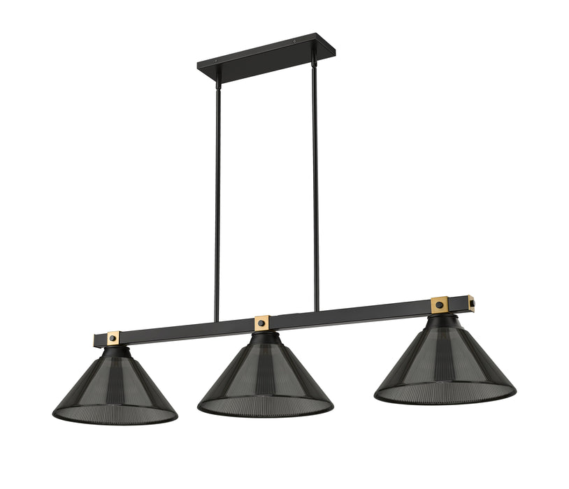 Billiard Z-Lite 1955-3MB-RB-ARS Matte Black + Rubbed Brass Bronte 3 Light Billiard Z-Lite