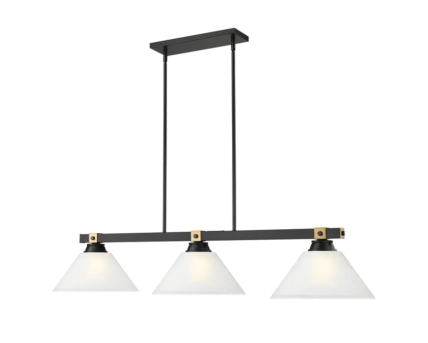 Billiard Z-Lite 1955-3MB-RB-AWL14 Matte Black + Rubbed Brass Bronte 3 Light Billiard Z-Lite