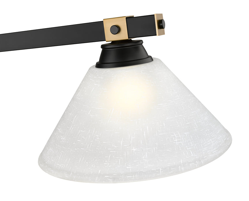 Billiard Z-Lite 1955-3MB-RB-AWL14 Matte Black + Rubbed Brass Bronte 3 Light Billiard Z-Lite