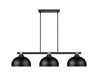 Billiard Z-Lite 1955-3MB-RB-D13MB Matte Black + Rubbed Brass Bronte 3 Light Billiard Z-Lite