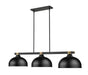 Billiard Z-Lite 1955-3MB-RB-D13MB Matte Black + Rubbed Brass Bronte 3 Light Billiard Z-Lite