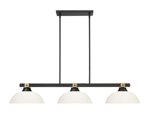 Billiard Z-Lite 1955-3MB-RB-DMO14 Matte Black + Rubbed Brass Bronte 3 Light Billiard Z-Lite