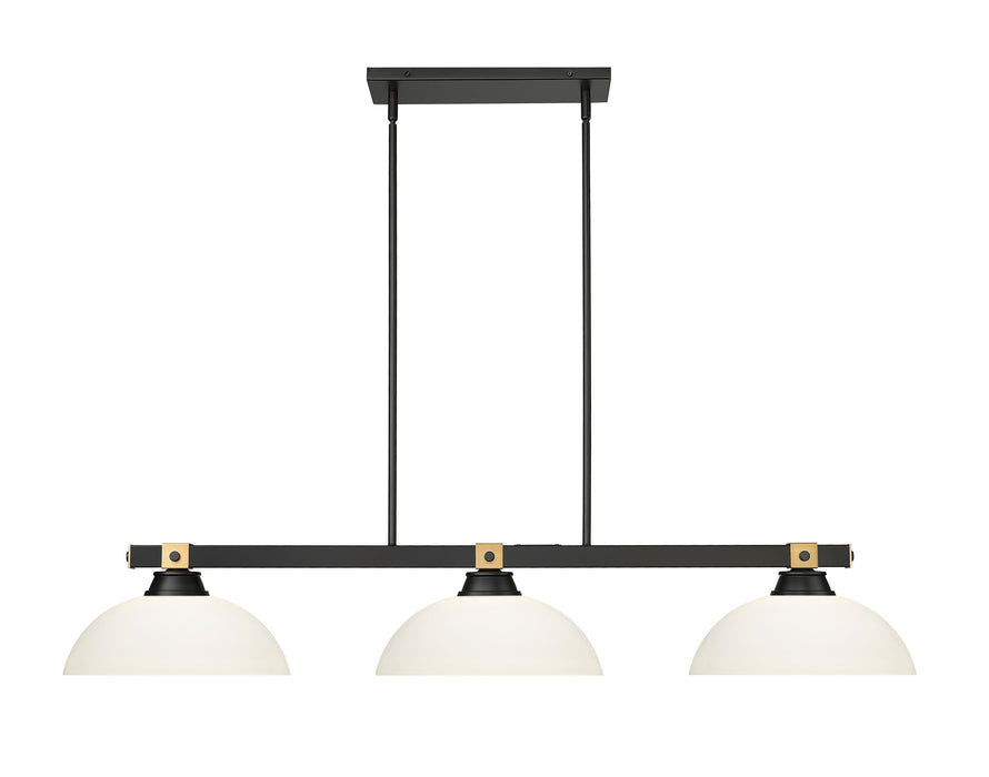 Billiard Z-Lite 1955-3MB-RB-DMO14 Matte Black + Rubbed Brass Bronte 3 Light Billiard Z-Lite