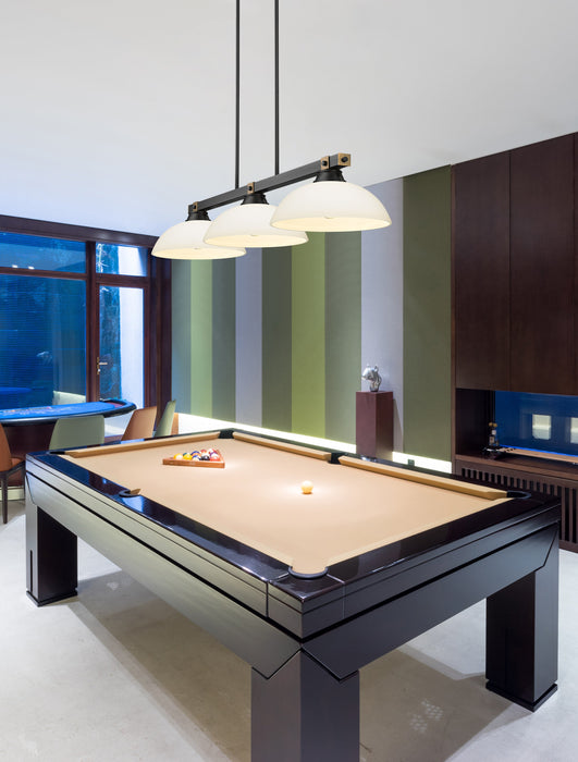 Billiard Z-Lite 1955-3MB-RB-DMO14 Matte Black + Rubbed Brass Bronte 3 Light Billiard Z-Lite