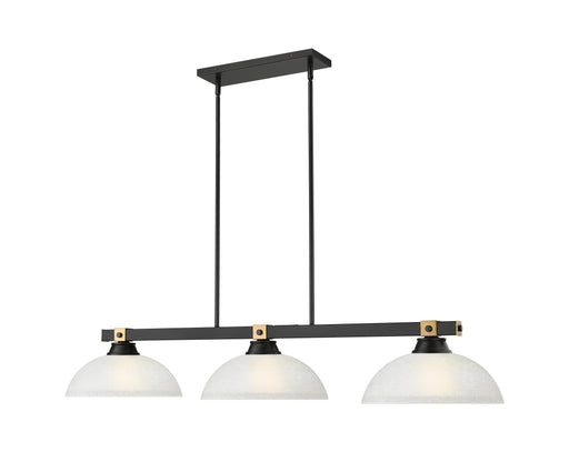 Billiard Z-Lite 1955-3MB-RB-DWL14 Matte Black + Rubbed Brass Bronte 3 Light Billiard Z-Lite