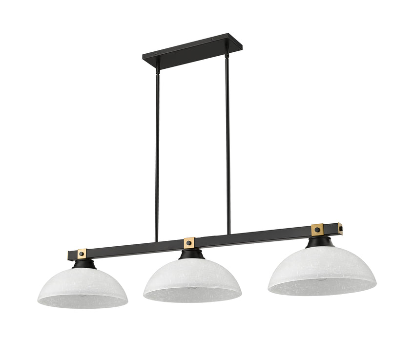 Billiard Z-Lite 1955-3MB-RB-DWL14 Matte Black + Rubbed Brass Bronte 3 Light Billiard Z-Lite