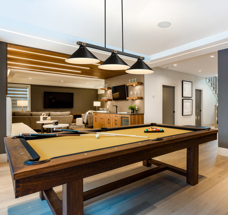 Billiard Z-Lite 1955-3MB-RB-MB15 Matte Black + Rubbed Brass Bronte 3 Light Billiard Z-Lite