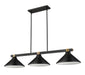 Billiard Z-Lite 1955-3MB-RB-MMB Matte Black + Rubbed Brass Bronte 3 Light Billiard Z-Lite