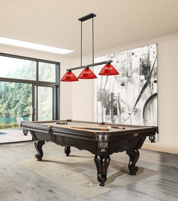 Billiard Z-Lite 1955-3MB-RB-PRD Matte Black + Rubbed Brass Bronte 3 Light Billiard Z-Lite