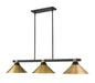 Billiard Z-Lite 1955-3MB-RB-RB15 Matte Black + Rubbed Brass Bronte 3 Light Billiard Z-Lite