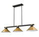 Billiard Z-Lite 1955-3MB-RB-RB15 Matte Black + Rubbed Brass Bronte 3 Light Billiard Z-Lite