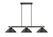 Billiard Z-Lite 1955-3MB-RB-SMB Matte Black + Rubbed Brass Bronte 3 Light Billiard Z-Lite
