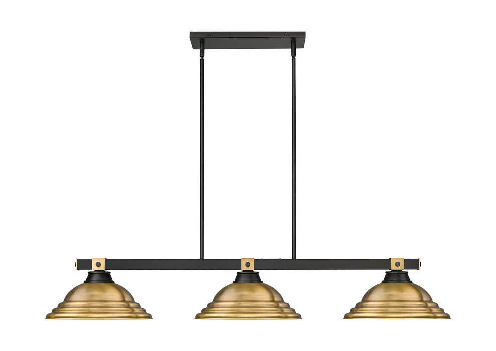 Billiard Z-Lite 1955-3MB-RB-SRB Matte Black + Rubbed Brass Bronte 3 Light Billiard Z-Lite